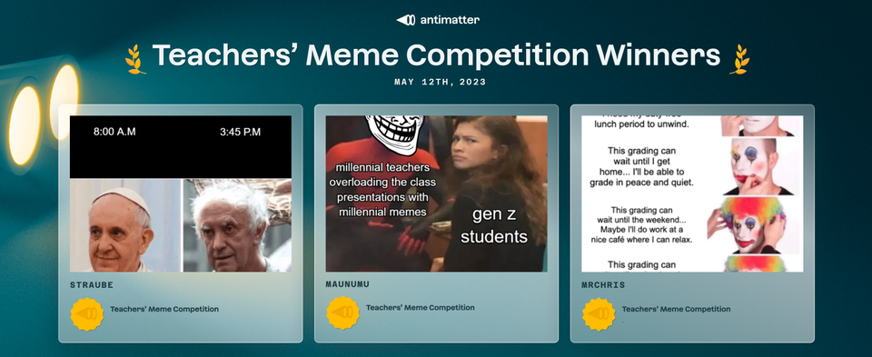 📢Announcing Teachers' Meme Competition Winners 🏆